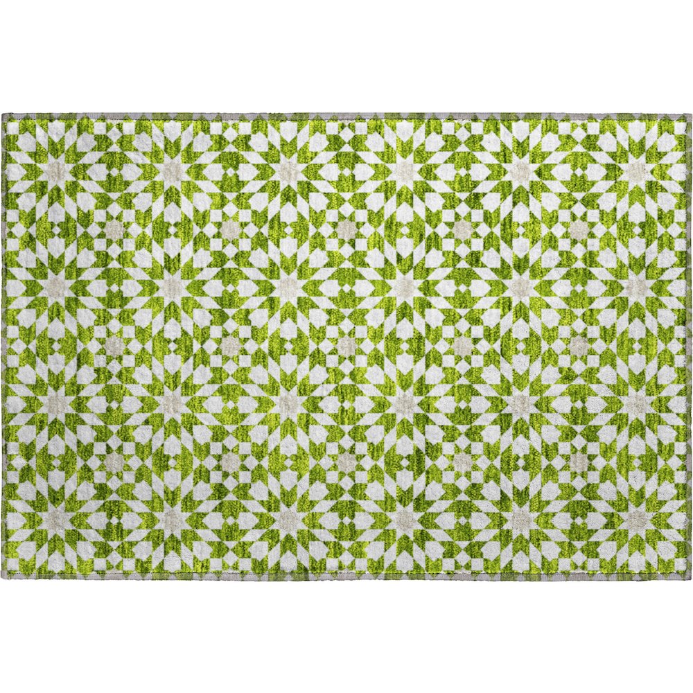 Premium Machine Washable Mayfield AMF734 Lime 1'8" x 2'6" Rug. Picture 1