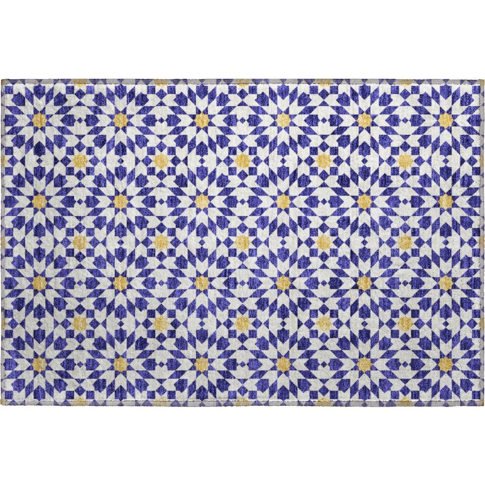 Premium Machine Washable Mayfield AMF734 Navy 1'8" x 2'6" Rug. Picture 1