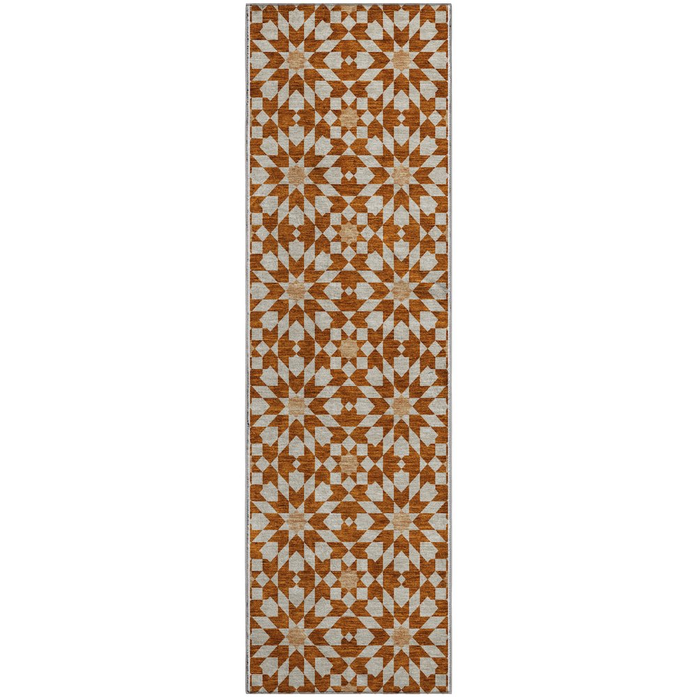 Premium Machine Washable Mayfield AMF734 Paprika 2'3" x 7'6" Runner Rug. Picture 1