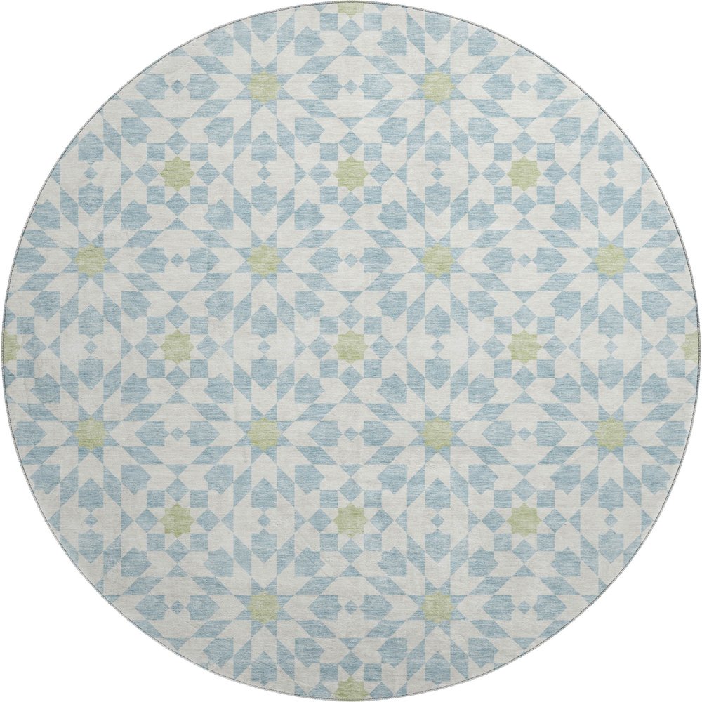 Premium Machine Washable Mayfield AMF734 Sky 8' x 8' Round Rug. Picture 1