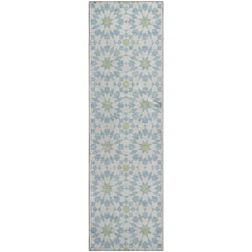 Premium Machine Washable Mayfield AMF734 Sky 2'3" x 7'6" Runner Rug. Picture 1