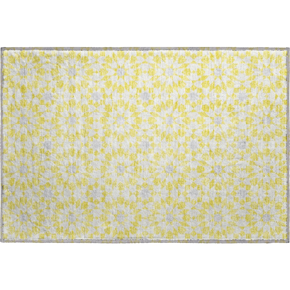 Premium Machine Washable Mayfield AMF734 Yellow 1'8" x 2'6" Rug. Picture 1
