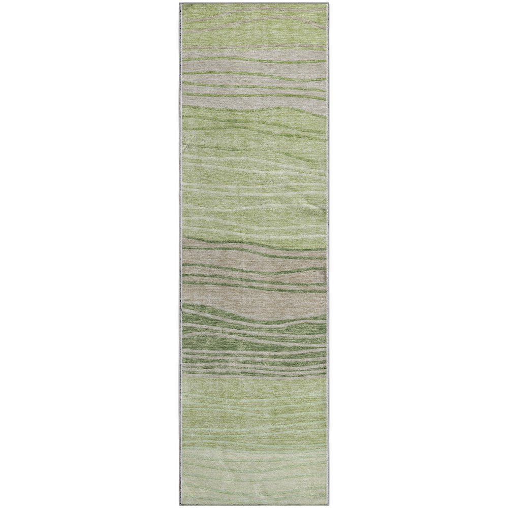 Premium Machine Washable Mayfield AMF735 Aloe 2'3" x 7'6" Runner Rug. Picture 1