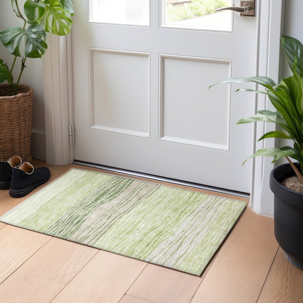 Premium Machine Washable Mayfield AMF735 Aloe 1'8" x 2'6" Rug. Picture 5