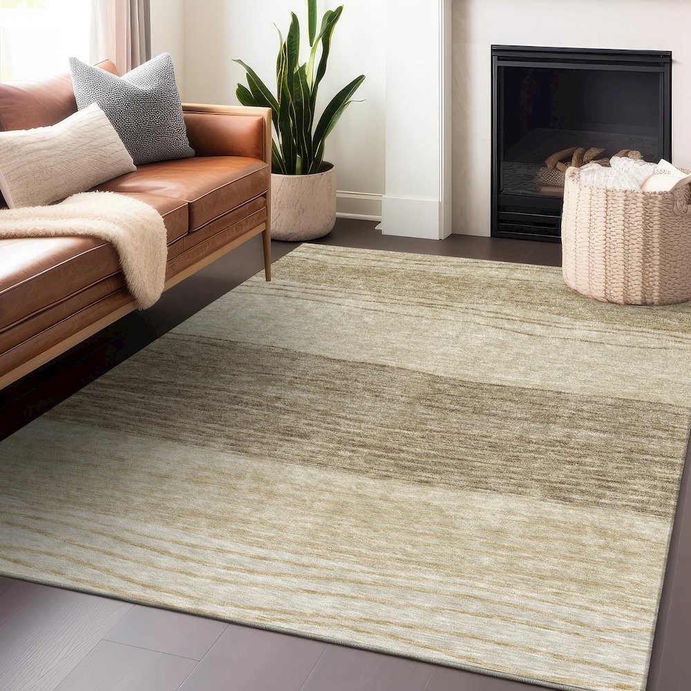 Premium Machine Washable Mayfield AMF735 Beige 2'6" x 3'10" Rug. Picture 6