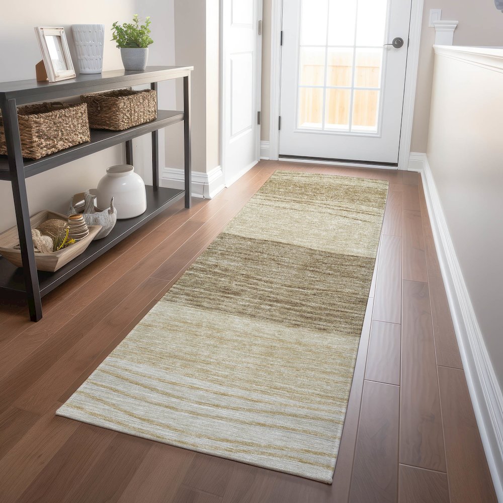 Premium Machine Washable Mayfield AMF735 Beige 2'3" x 7'6" Runner Rug. Picture 5