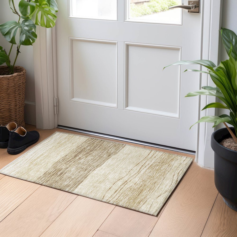 Premium Machine Washable Mayfield AMF735 Beige 1'8" x 2'6" Rug. Picture 5