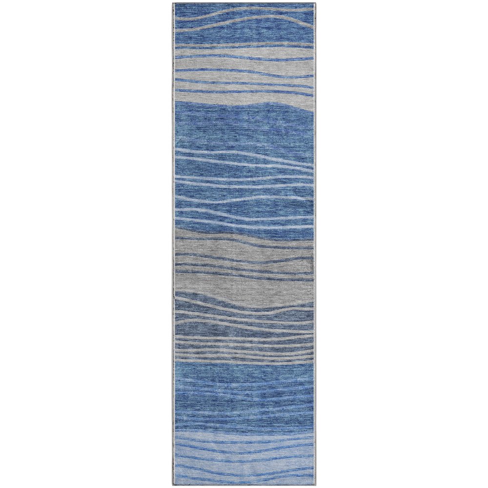 Premium Machine Washable Mayfield AMF735 Blue 2'3" x 7'6" Runner Rug. Picture 1