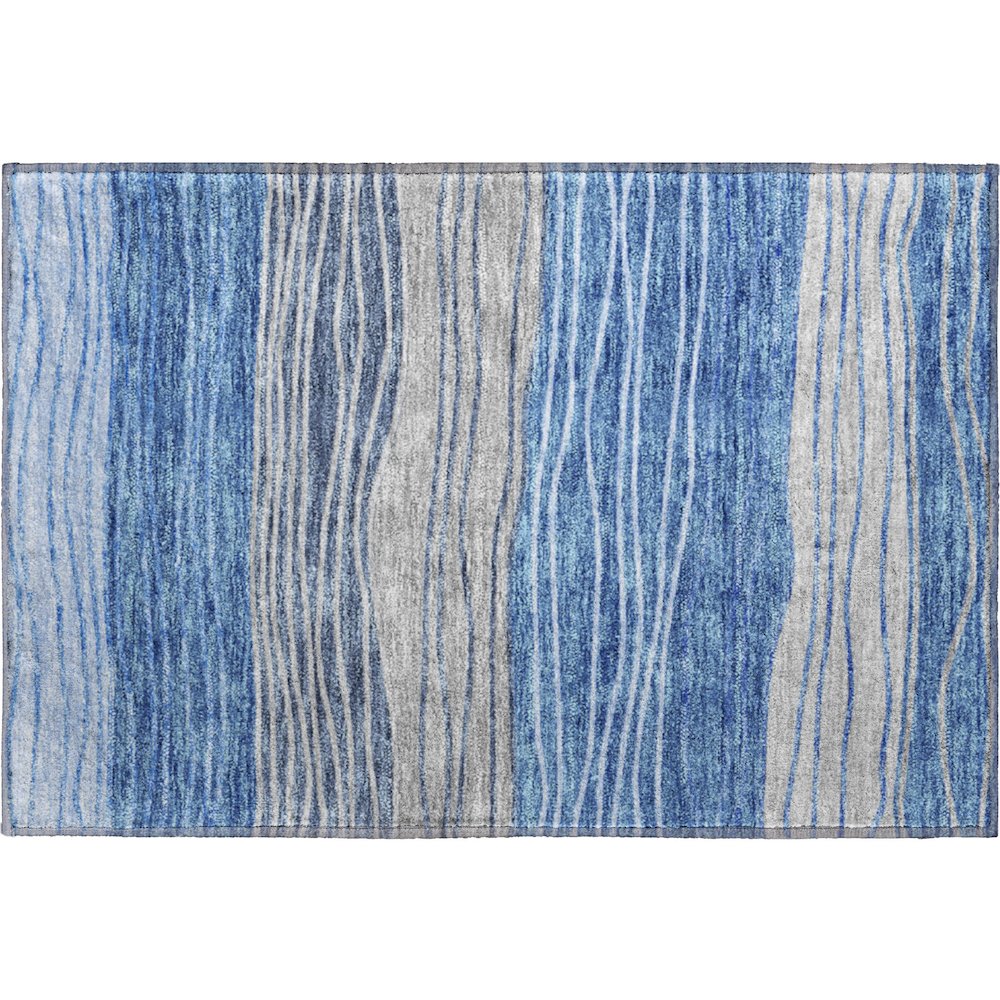 Premium Machine Washable Mayfield AMF735 Blue 1'8" x 2'6" Rug. Picture 1