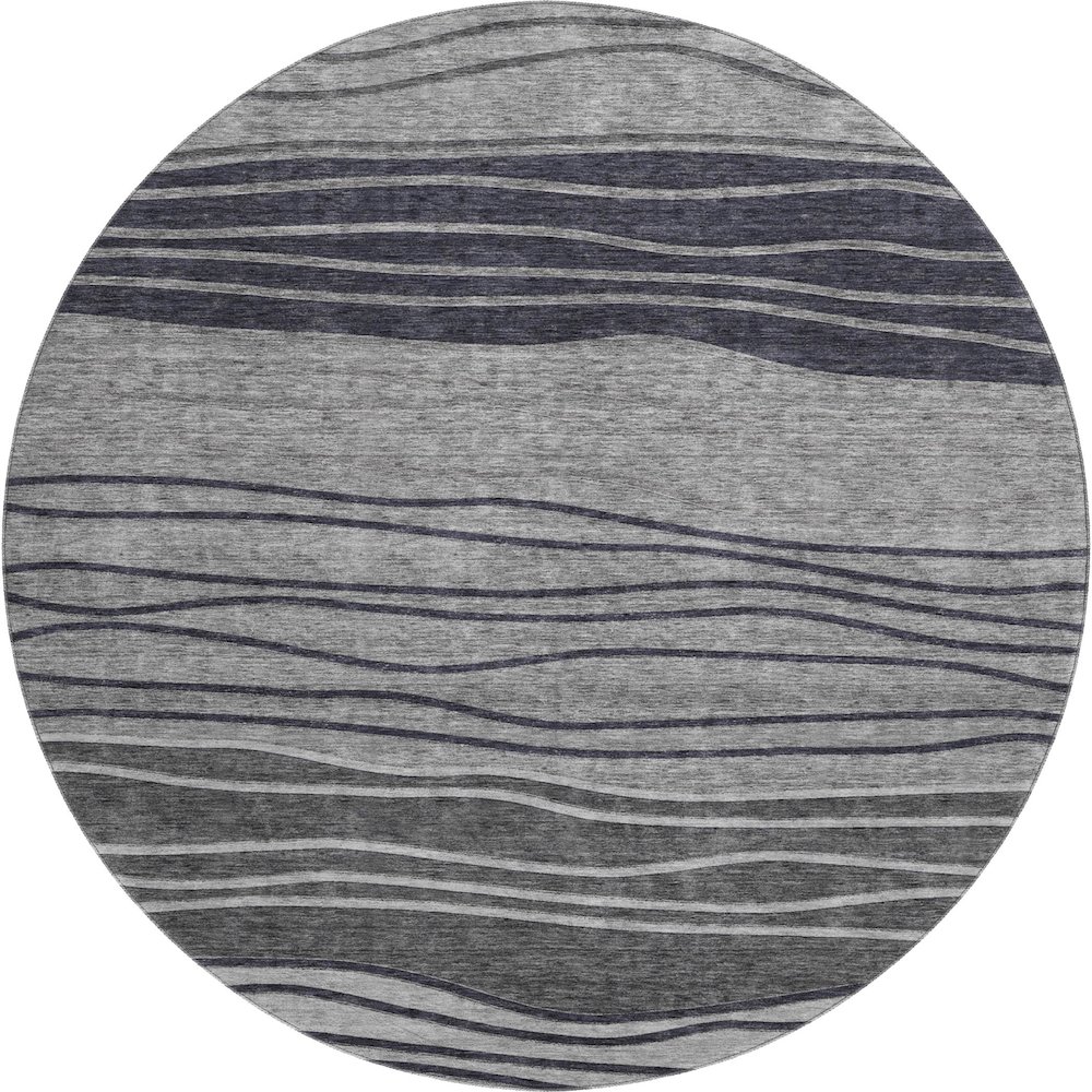 Premium Machine Washable Mayfield AMF735 Gray 8' x 8' Round Rug. Picture 1