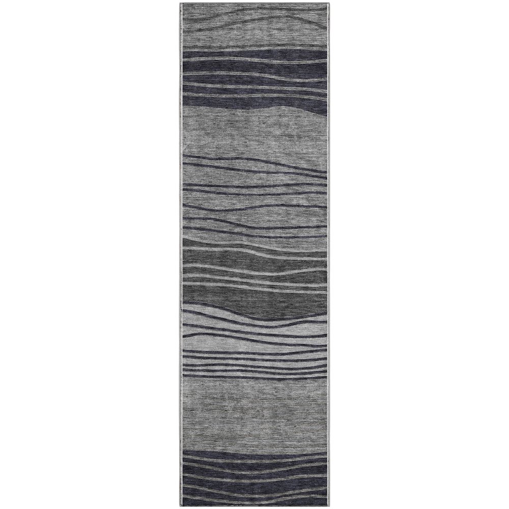 Premium Machine Washable Mayfield AMF735 Gray 2'3" x 7'6" Runner Rug. Picture 1