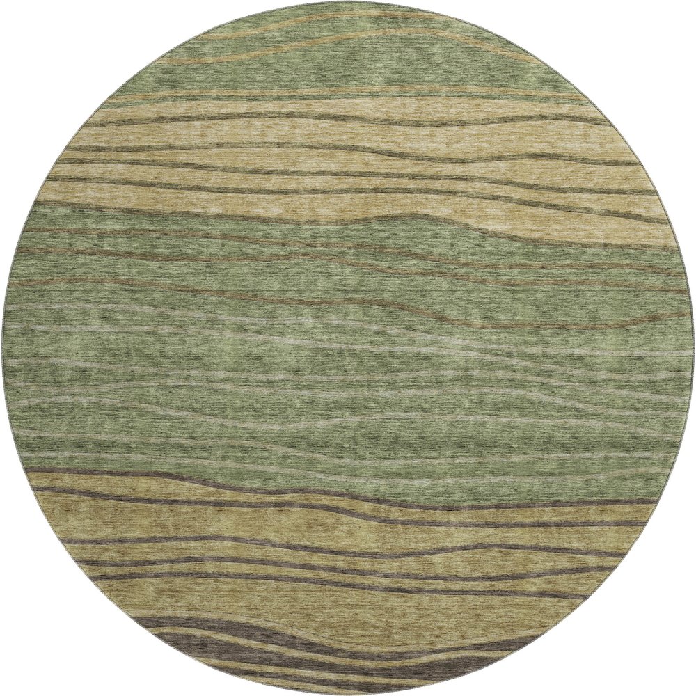 Premium Machine Washable Mayfield AMF735 Olive 8' x 8' Round Rug. Picture 1