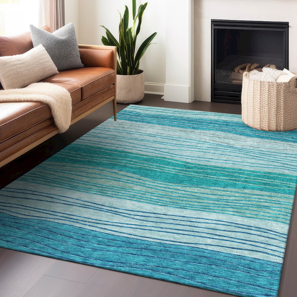 Premium Machine Washable Mayfield AMF735 Sky 2'6" x 3'10" Rug. Picture 6