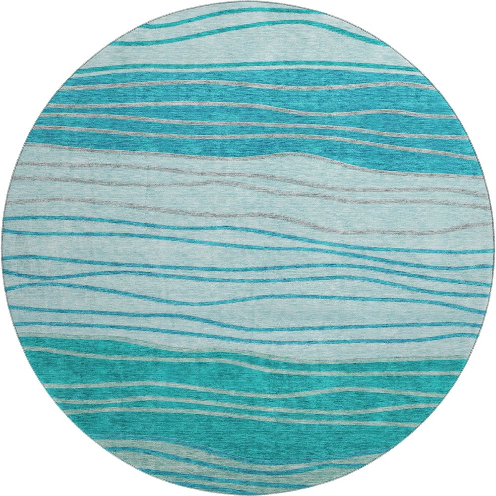 Premium Machine Washable Mayfield AMF735 Sky 8' x 8' Round Rug. Picture 1