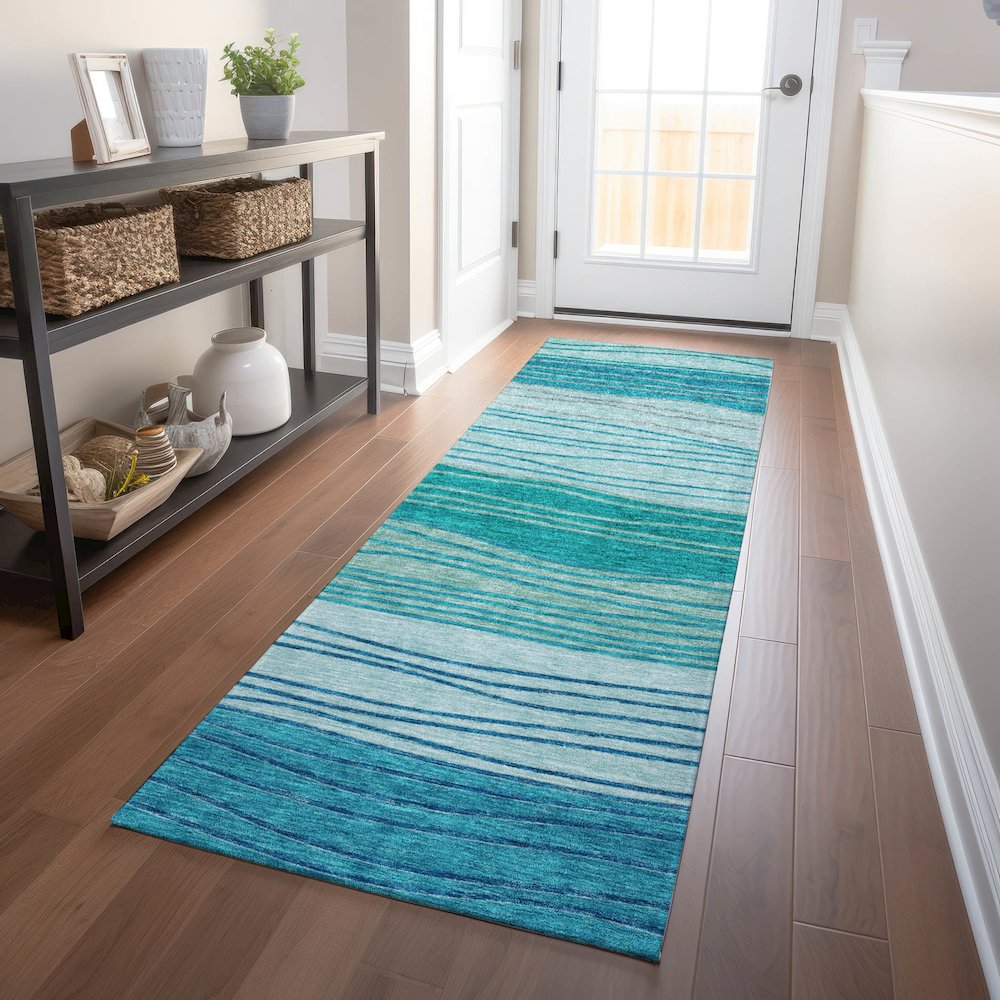 Premium Machine Washable Mayfield AMF735 Sky 2'3" x 7'6" Runner Rug. Picture 5
