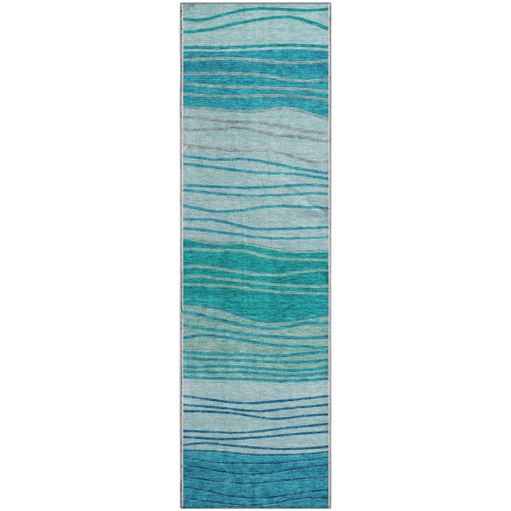 Premium Machine Washable Mayfield AMF735 Sky 2'3" x 7'6" Runner Rug. Picture 1