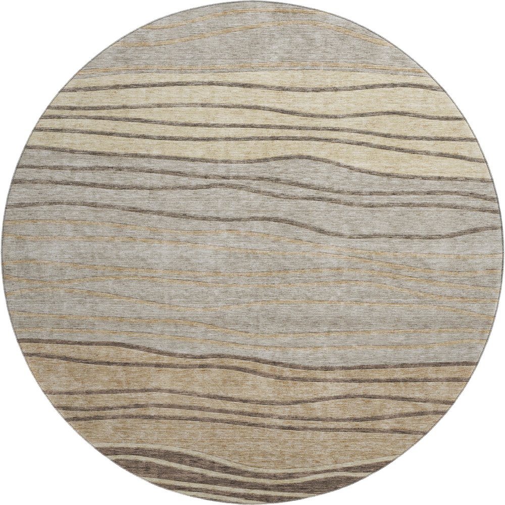 Premium Machine Washable Mayfield AMF735 Taupe 8' x 8' Round Rug. Picture 1