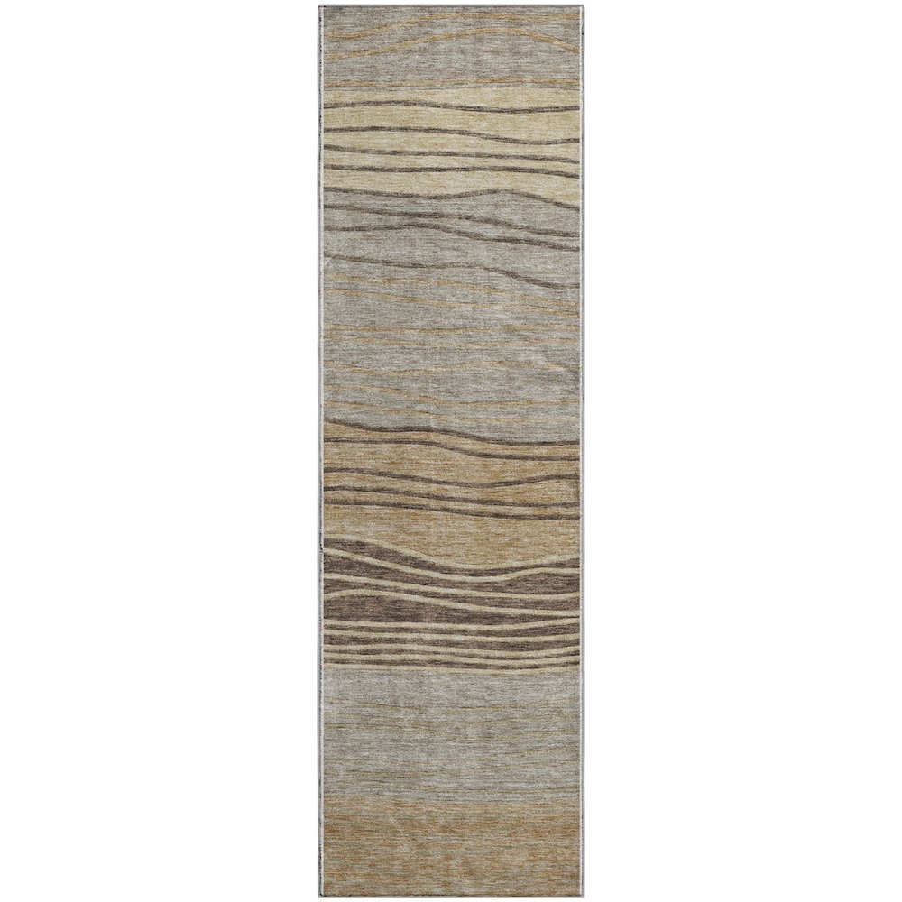 Premium Machine Washable Mayfield AMF735 Taupe 2'3" x 7'6" Runner Rug. Picture 1