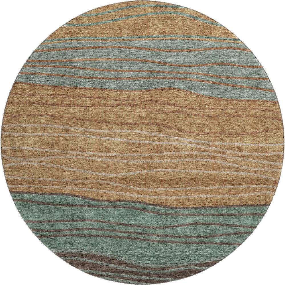 Premium Machine Washable Mayfield AMF735 Terracotta 8' x 8' Round Rug. Picture 1