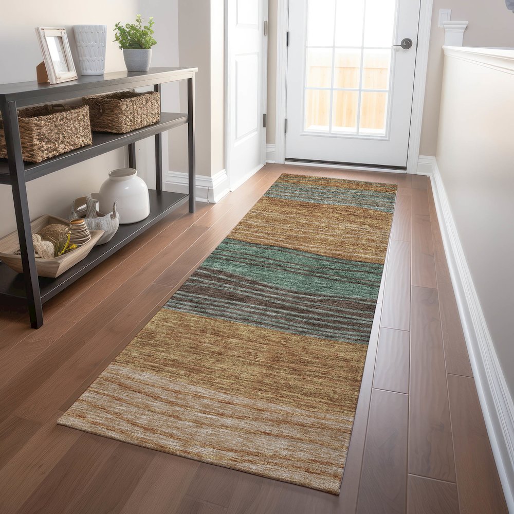 Premium Machine Washable Mayfield AMF735 Terracotta 2'3" x 7'6" Runner Rug. Picture 5