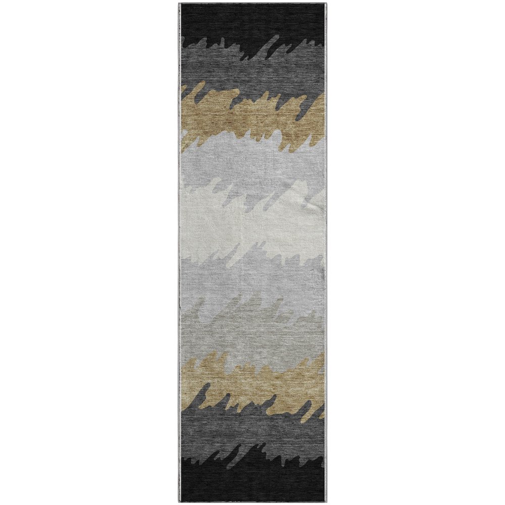 Premium Machine Washable Mayfield AMF736 Black 2'3" x 7'6" Runner Rug. Picture 1