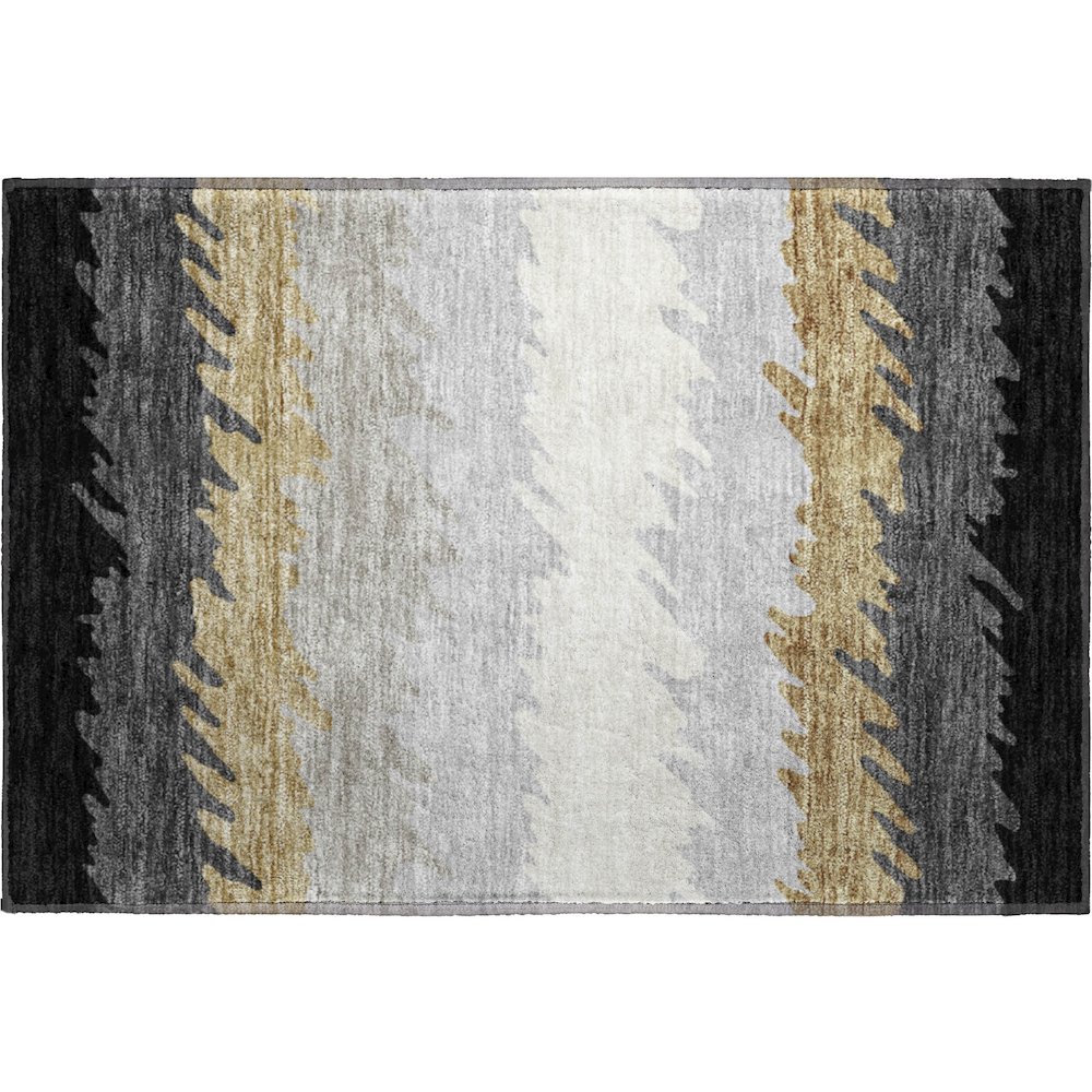 Premium Machine Washable Mayfield AMF736 Black 1'8" x 2'6" Rug. Picture 1