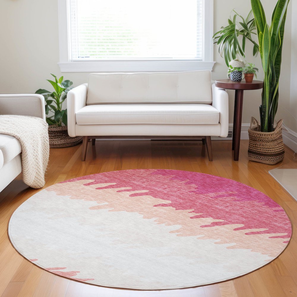 Premium Machine Washable Mayfield AMF736 Blush 8' x 8' Round Rug. Picture 5