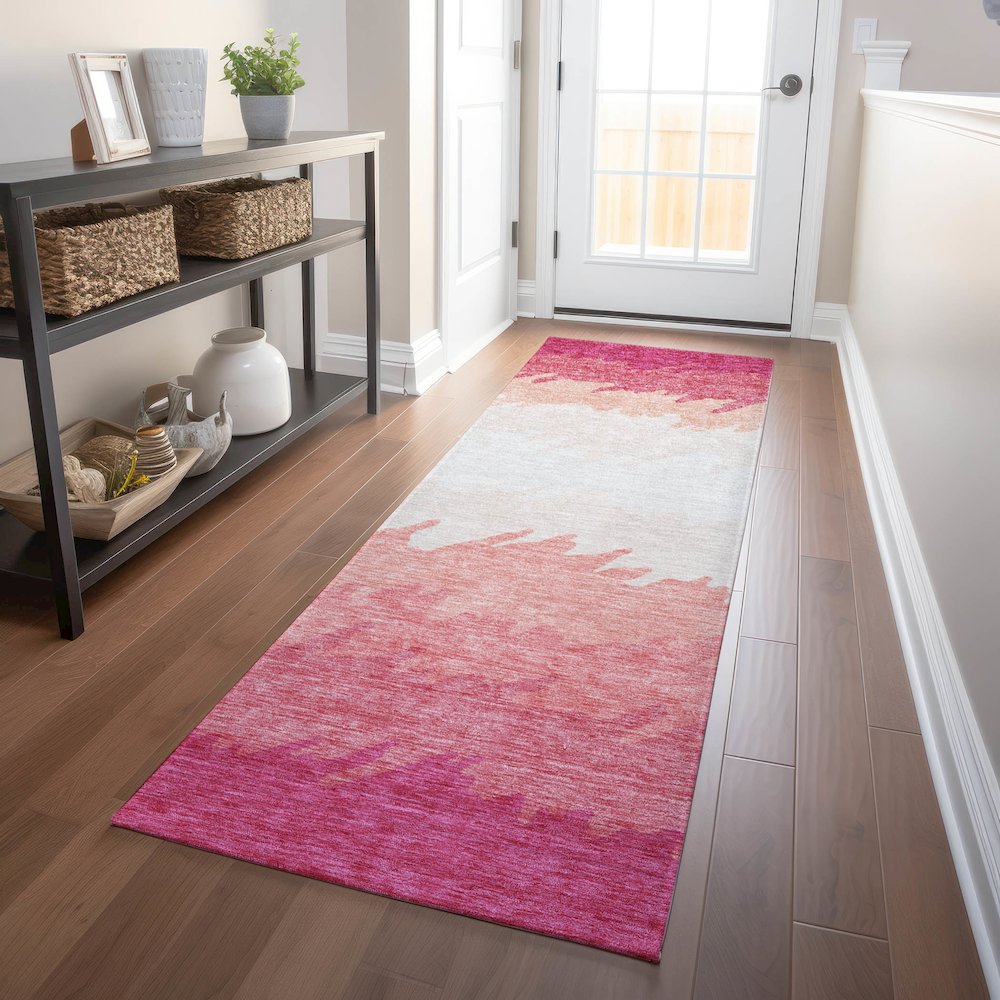 Premium Machine Washable Mayfield AMF736 Blush 2'3" x 7'6" Runner Rug. Picture 5