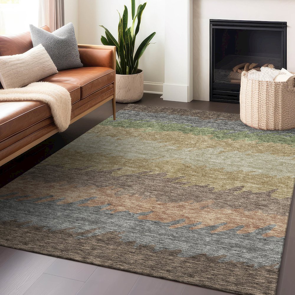 Premium Machine Washable Mayfield AMF736 Chocolate 2'6" x 3'10" Rug. Picture 6
