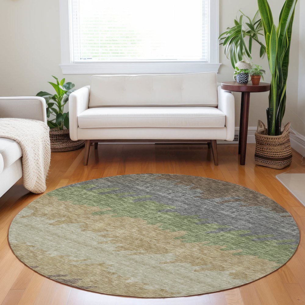 Premium Machine Washable Mayfield AMF736 Chocolate 8' x 8' Round Rug. Picture 5
