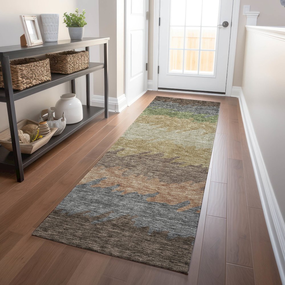 Premium Machine Washable Mayfield AMF736 Chocolate 2'3" x 7'6" Runner Rug. Picture 5
