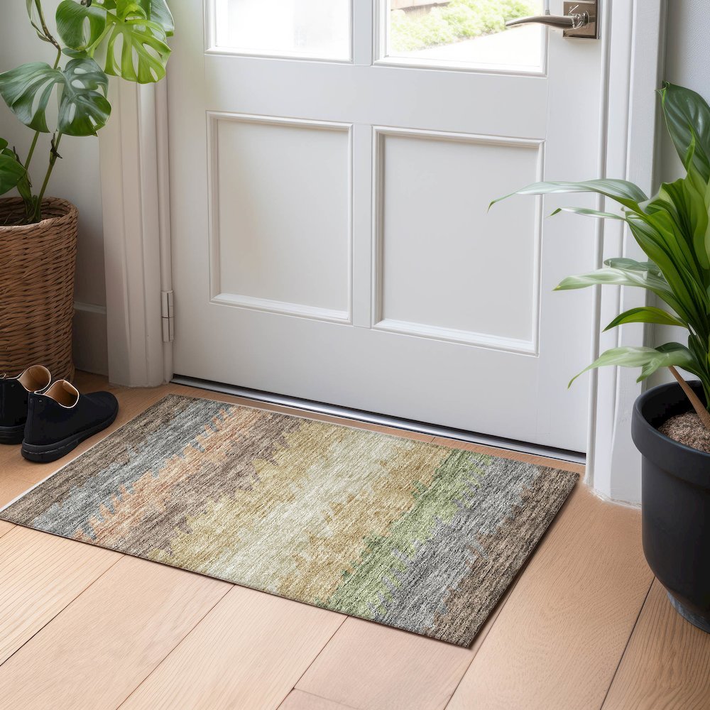 Premium Machine Washable Mayfield AMF736 Chocolate 1'8" x 2'6" Rug. Picture 5