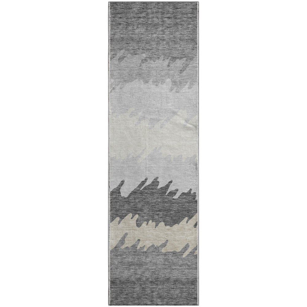Premium Machine Washable Mayfield AMF736 Gray 2'3" x 7'6" Runner Rug. Picture 1