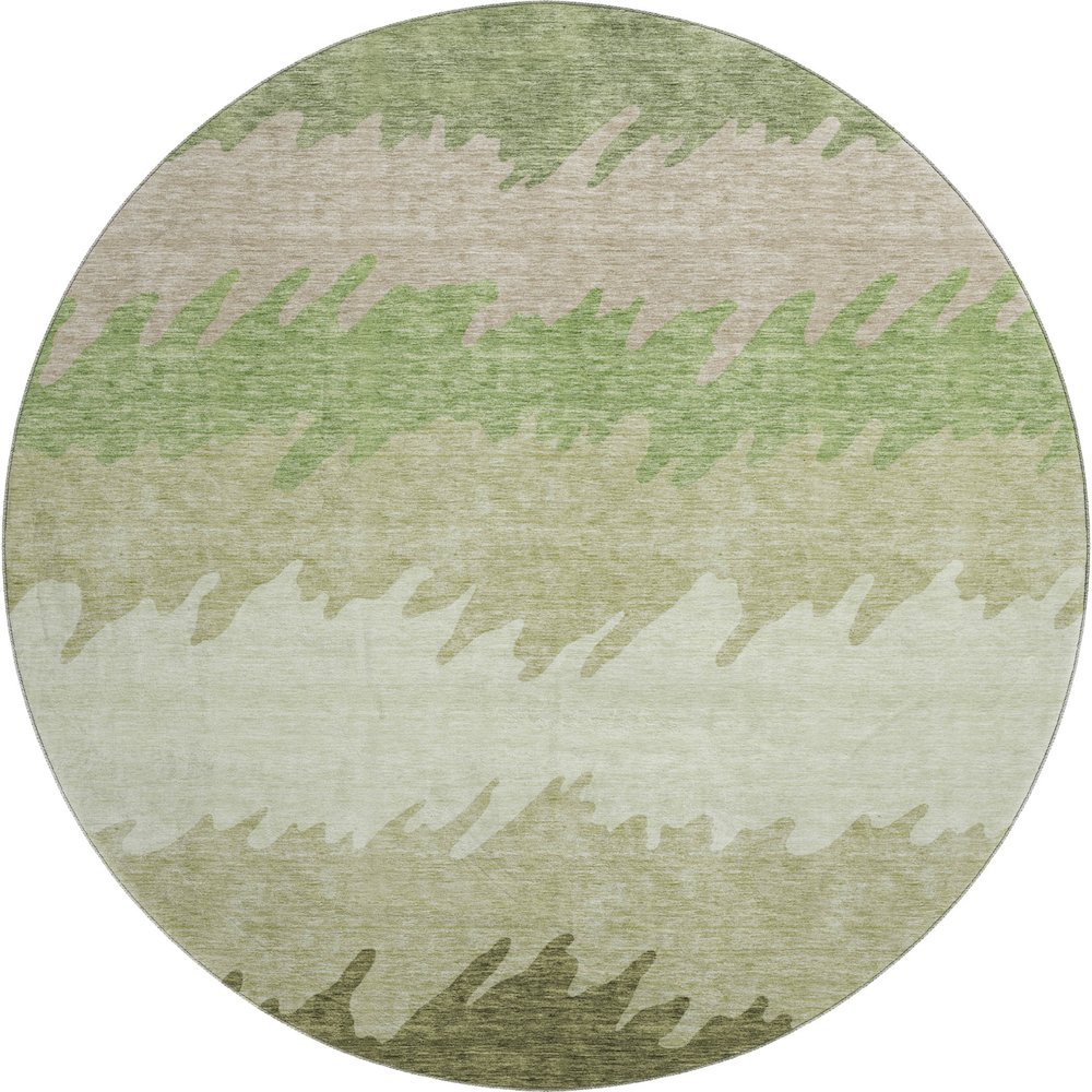 Premium Machine Washable Mayfield AMF736 Green 8' x 8' Round Rug. Picture 1