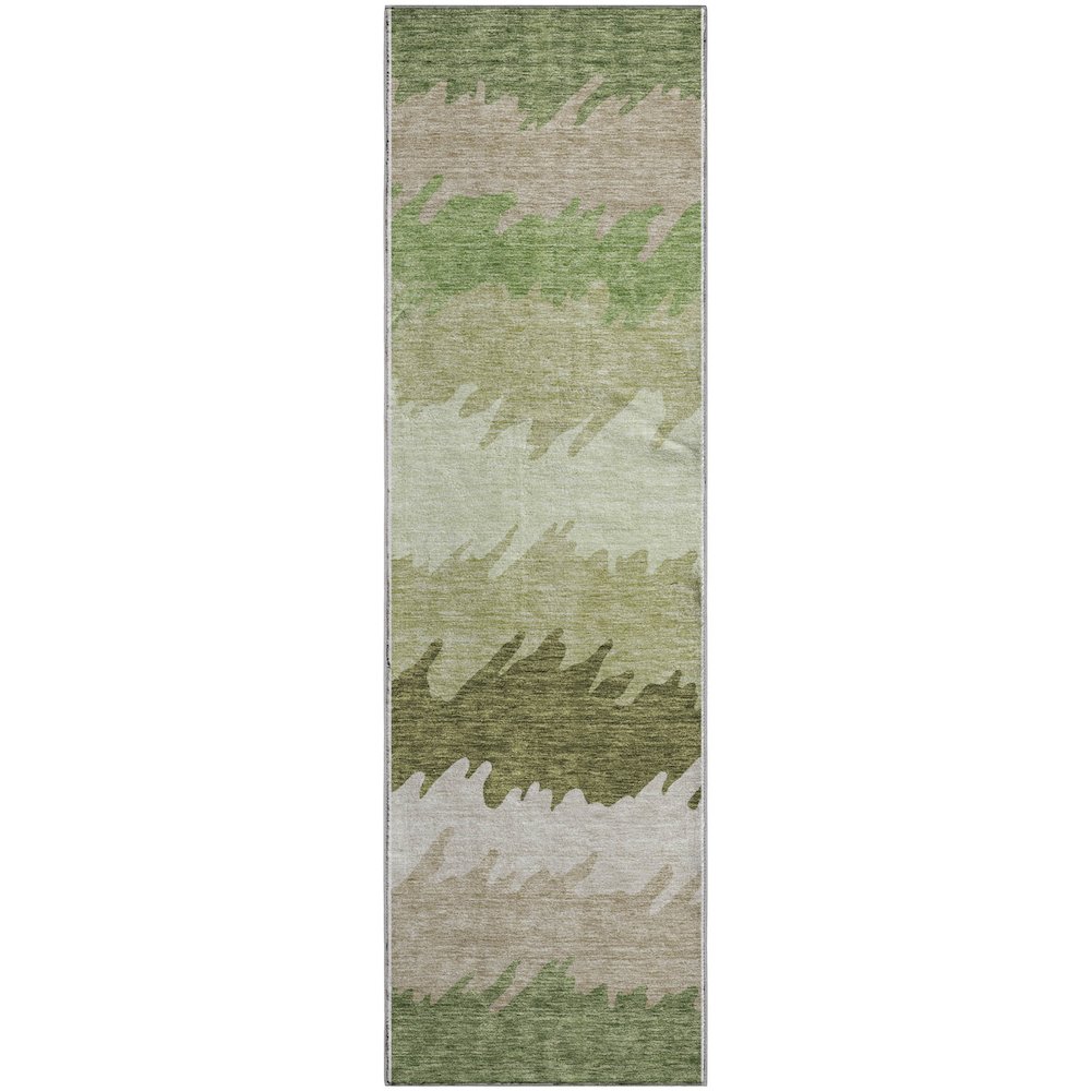 Premium Machine Washable Mayfield AMF736 Green 2'3" x 7'6" Runner Rug. Picture 1
