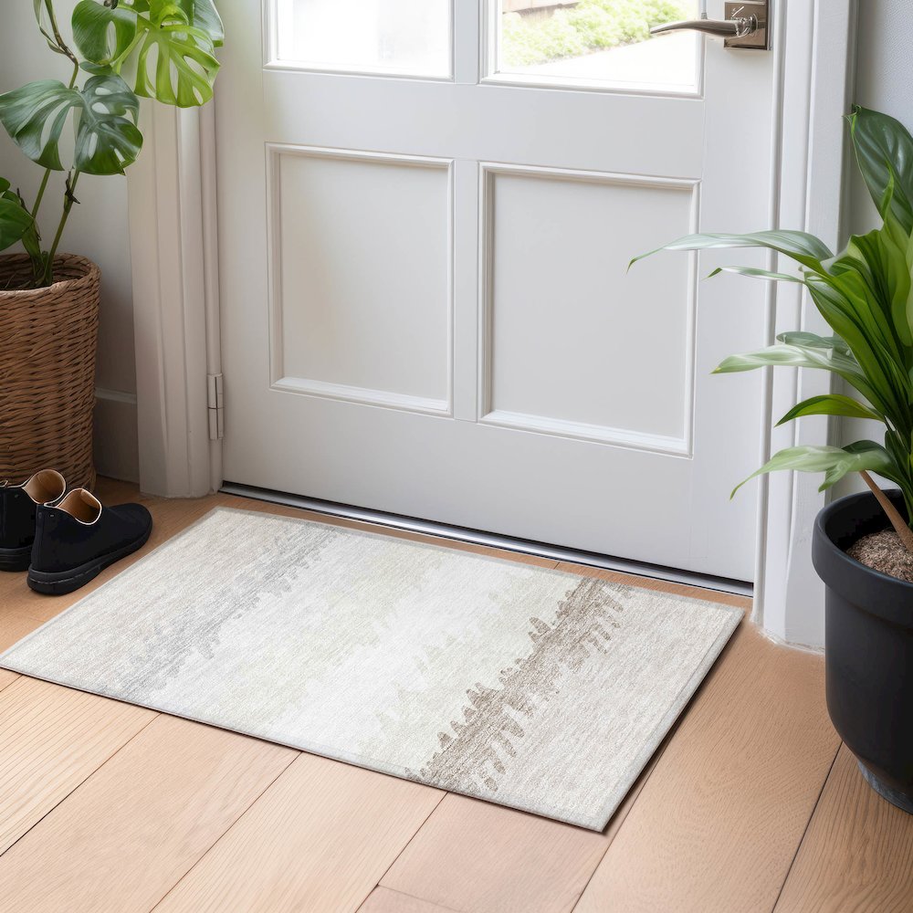 Premium Machine Washable Mayfield AMF736 Ivory 1'8" x 2'6" Rug. Picture 5