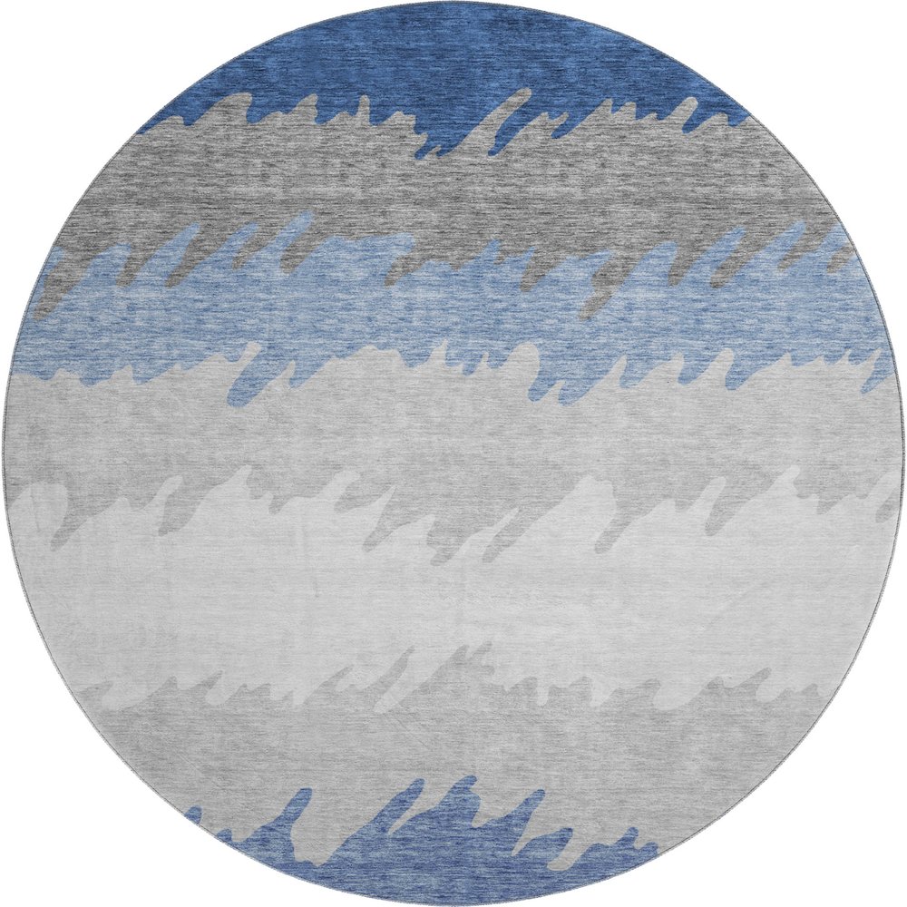 Premium Machine Washable Mayfield AMF736 Navy 8' x 8' Round Rug. Picture 1