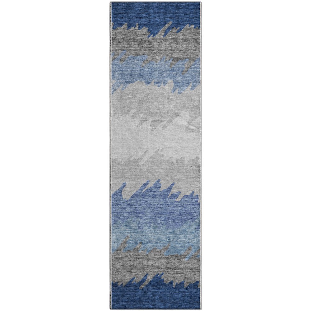 Premium Machine Washable Mayfield AMF736 Navy 2'3" x 7'6" Runner Rug. Picture 1