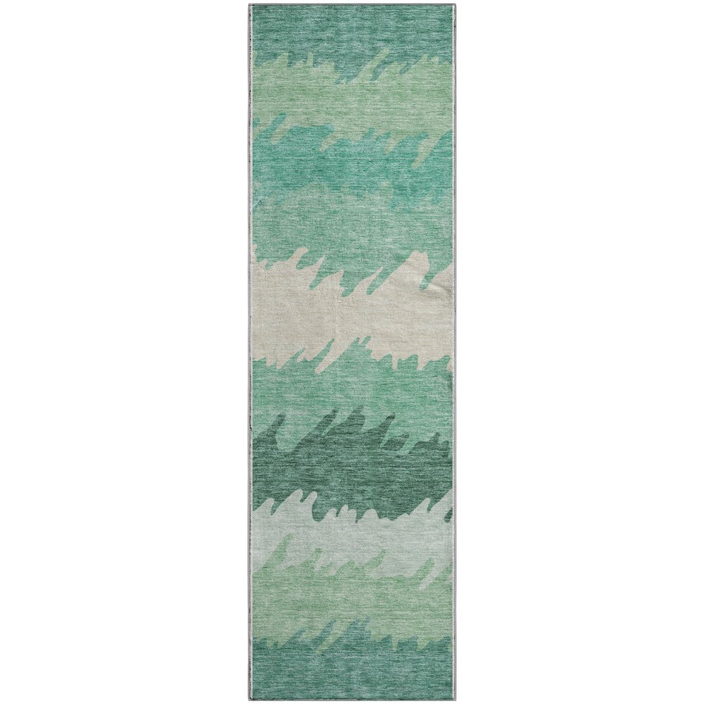 Premium Machine Washable Mayfield AMF736 Sage 2'3" x 7'6" Runner Rug. Picture 1