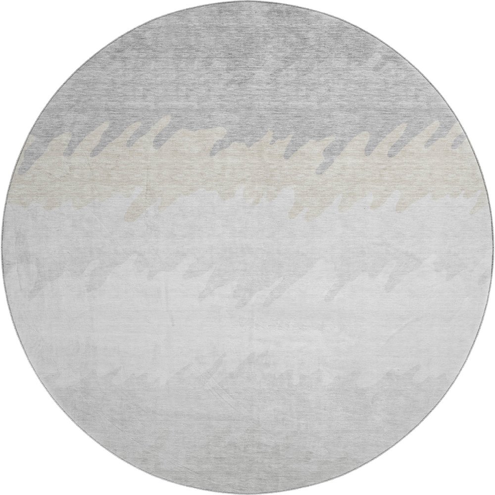 Premium Machine Washable Mayfield AMF736 Silver 8' x 8' Round Rug. Picture 1