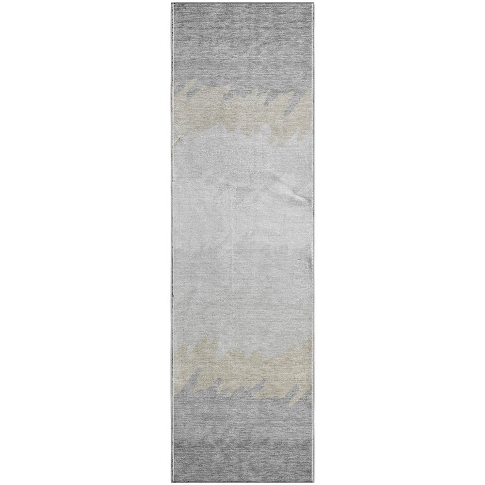 Premium Machine Washable Mayfield AMF736 Silver 2'3" x 7'6" Runner Rug. Picture 1