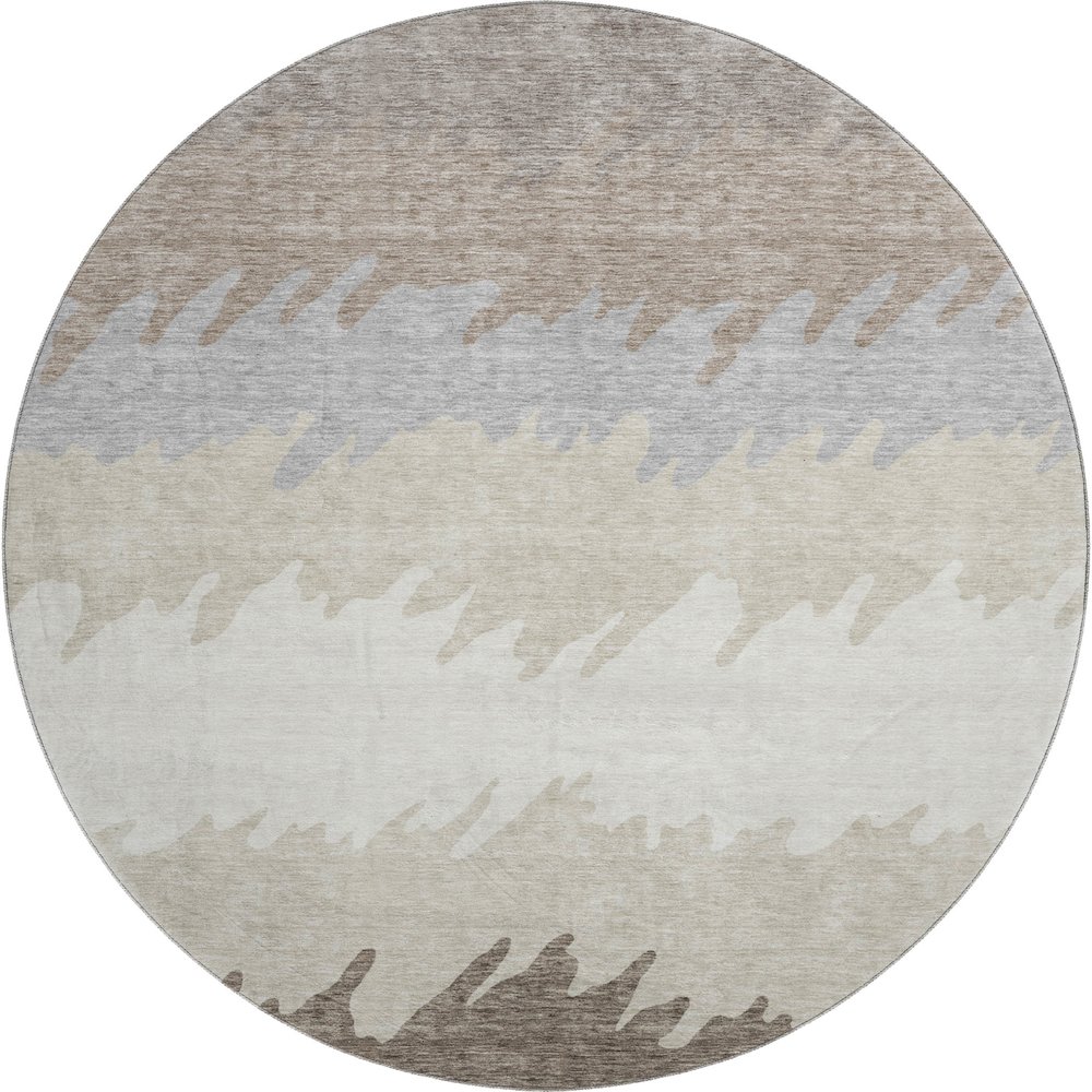 Premium Machine Washable Mayfield AMF736 Taupe 8' x 8' Round Rug. Picture 1