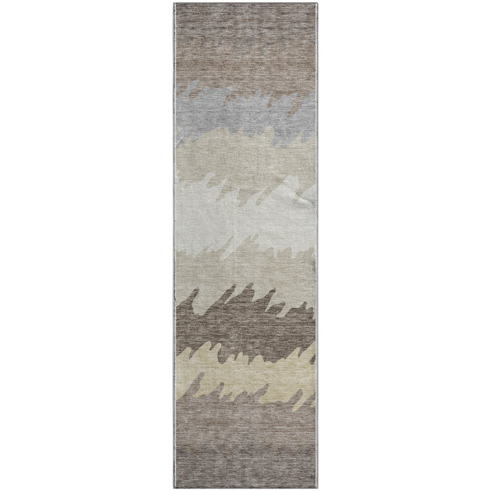 Premium Machine Washable Mayfield AMF736 Taupe 2'3" x 7'6" Runner Rug. Picture 1