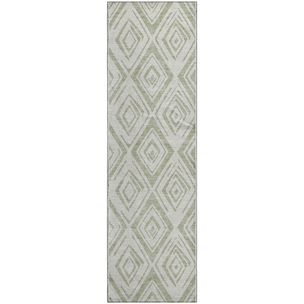Premium Machine Washable Mayfield AMF737 Aloe 2'3" x 7'6" Runner Rug. Picture 1