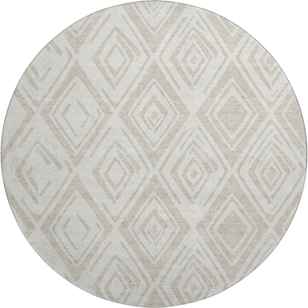 Premium Machine Washable Mayfield AMF737 Beige 8' x 8' Round Rug. Picture 1