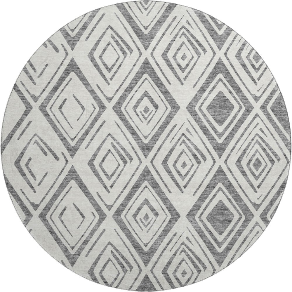 Premium Machine Washable Mayfield AMF737 Gray 8' x 8' Round Rug. Picture 1