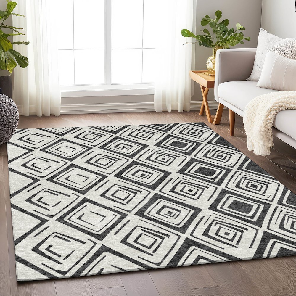 Premium Machine Washable Mayfield AMF737 Ivory 2'6" x 3'10" Rug. Picture 5