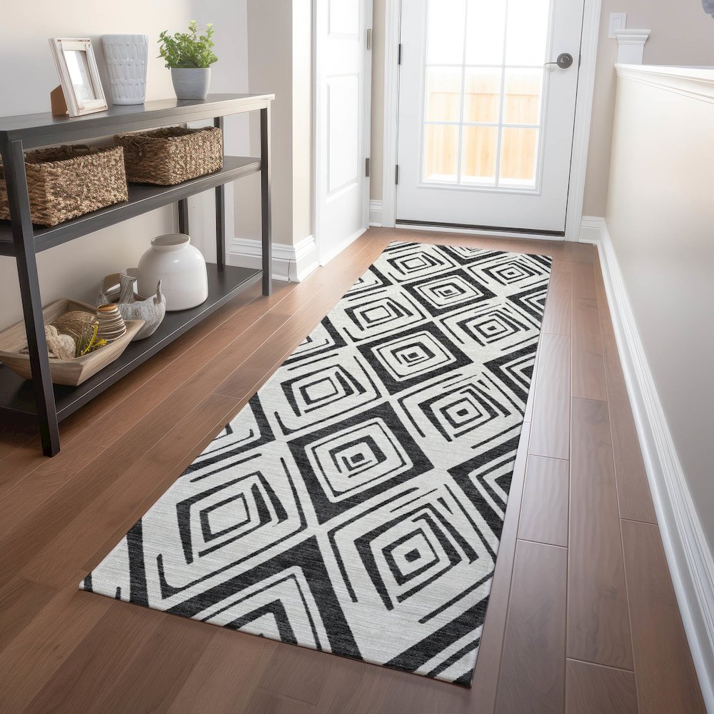 Premium Machine Washable Mayfield AMF737 Ivory 2'3" x 7'6" Runner Rug. Picture 5