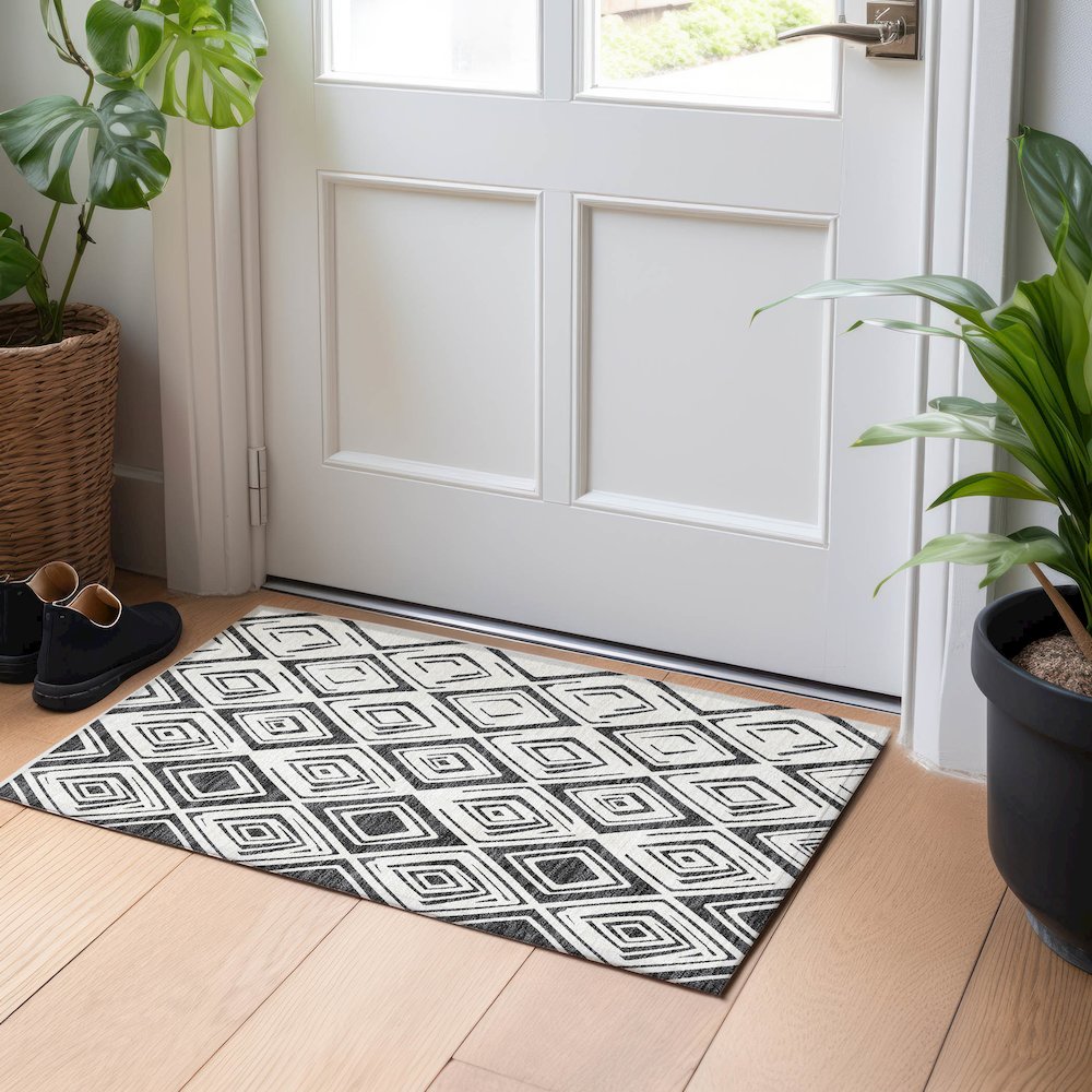 Premium Machine Washable Mayfield AMF737 Ivory 1'8" x 2'6" Rug. Picture 5