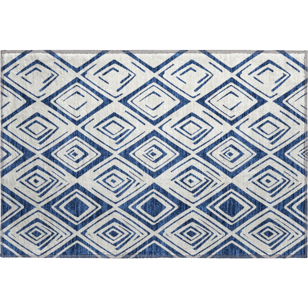 Premium Machine Washable Mayfield AMF737 Navy 1'8" x 2'6" Rug. Picture 1